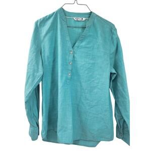 Riders by Lee Blue Long Sleeve Cotton Top Womens Size Medium M